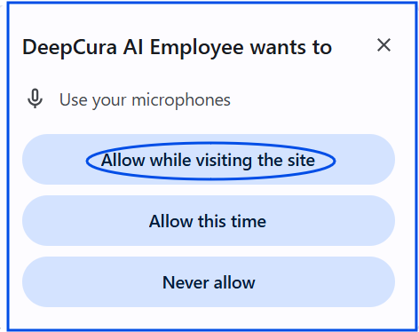 Allow microphone access popup