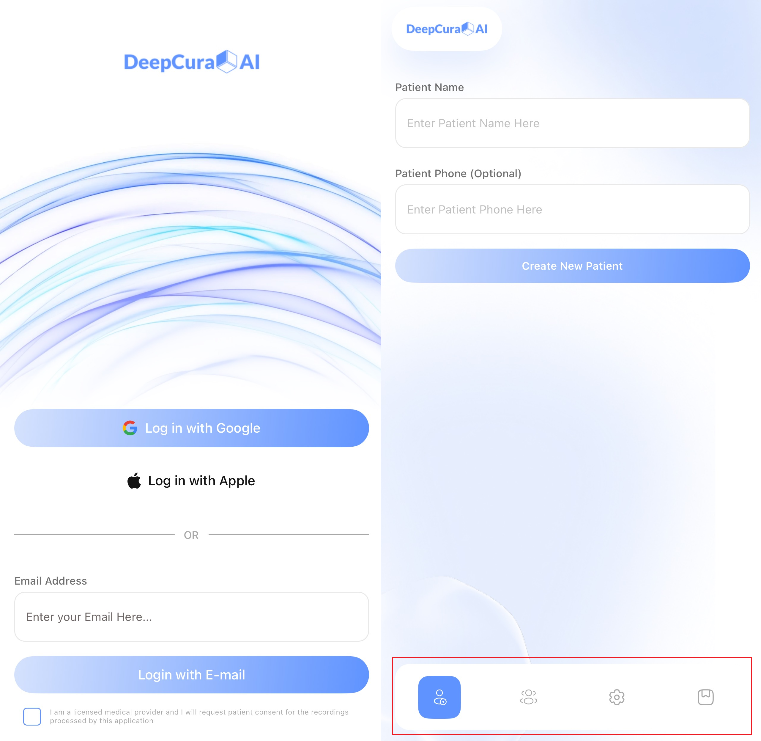 DeepCura iOS interface