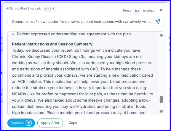 Patient instructions example