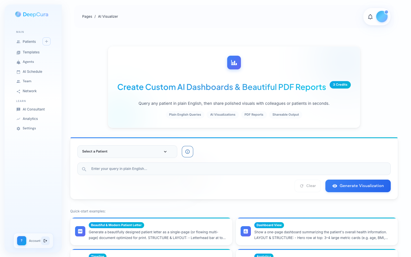 AI Visualizer dashboard builder