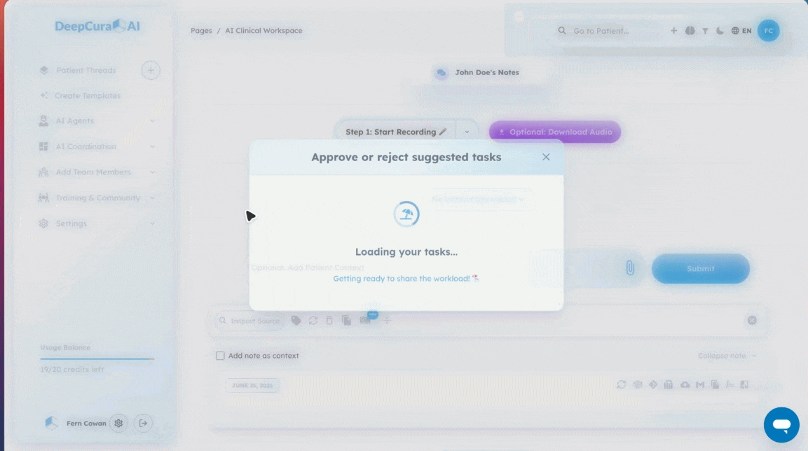 AI auto-generating tasks from a recorded encounter