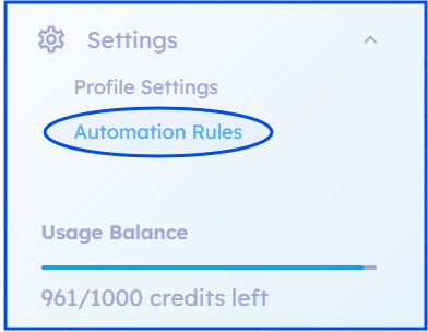 Automation Rules settings page