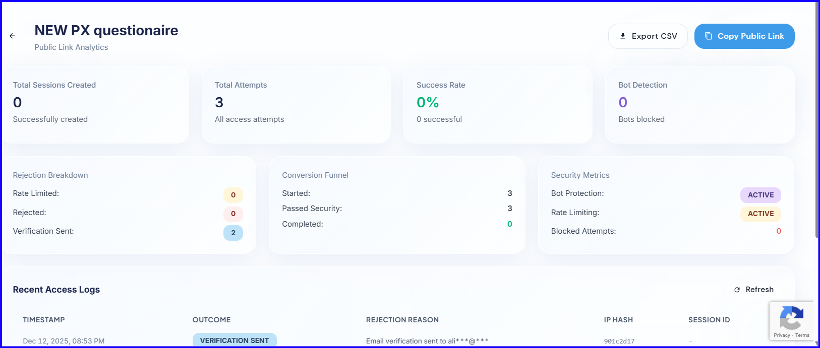 AI Nurse analytics — access logs, verification status, completion rate