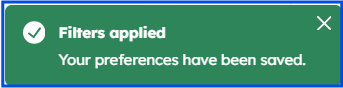 Filters applied confirmation