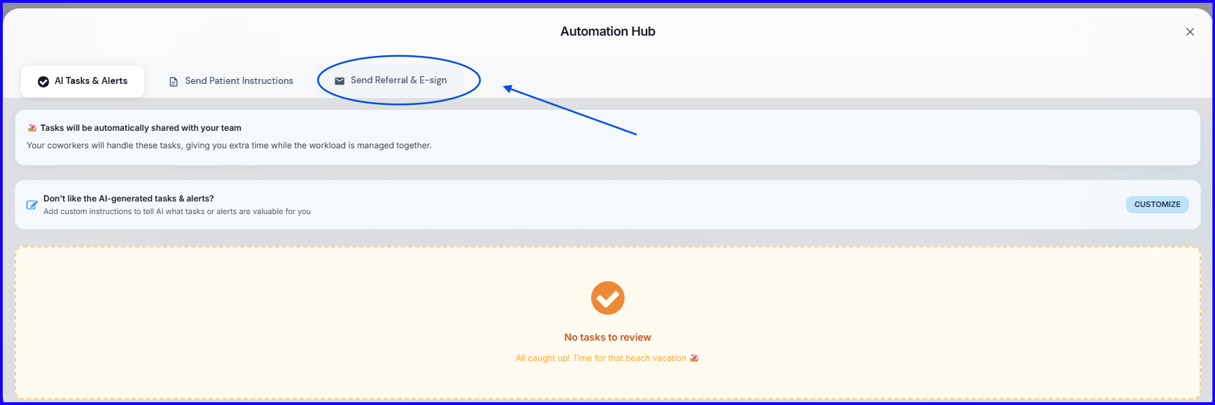 Send Referral and E-sign button
