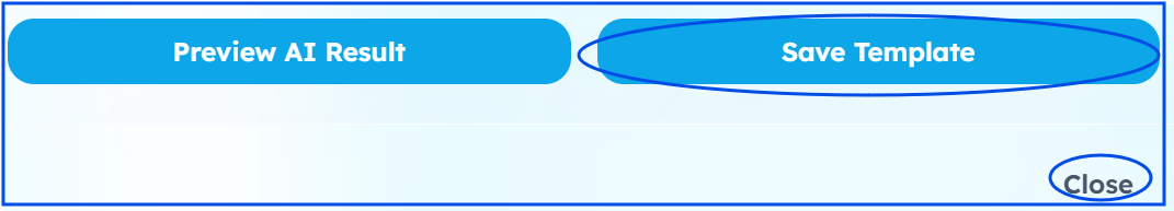 Preview and save template buttons