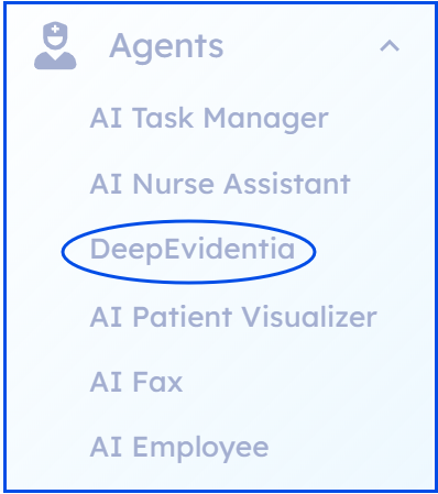 Navigate to DeepEvidentia in sidebar