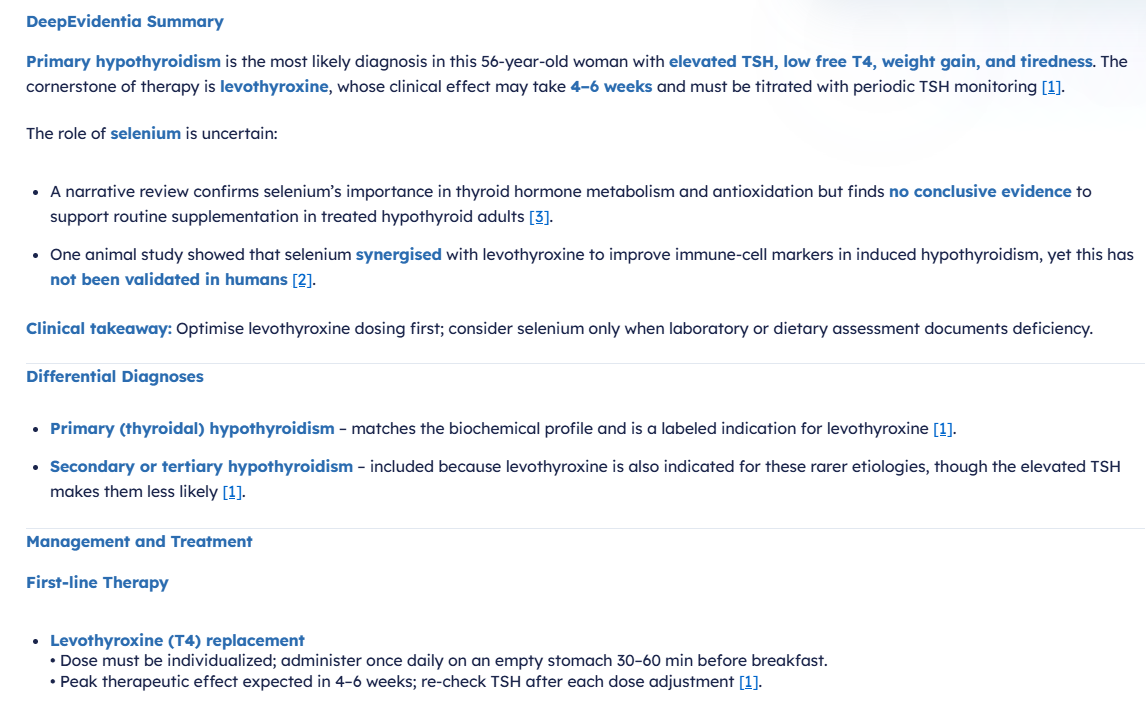 DeepEvidentia evidence report