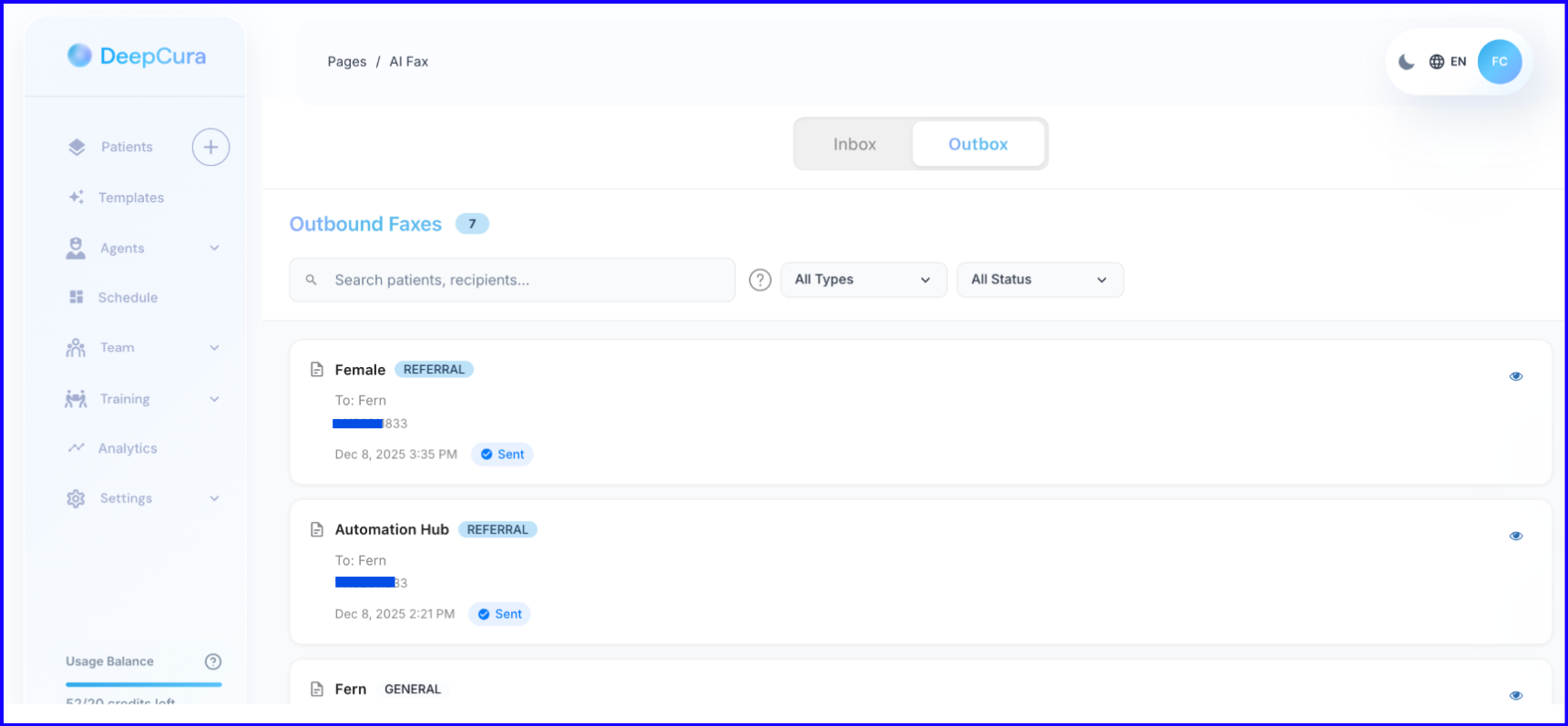 Outbox with delivery status