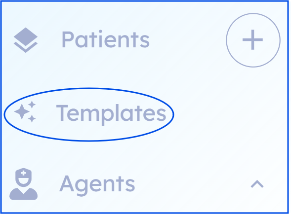 Templates menu showing saved templates