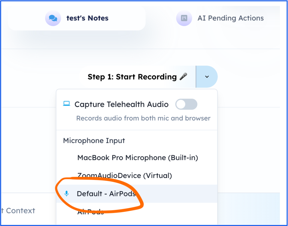 Select headphone microphone input