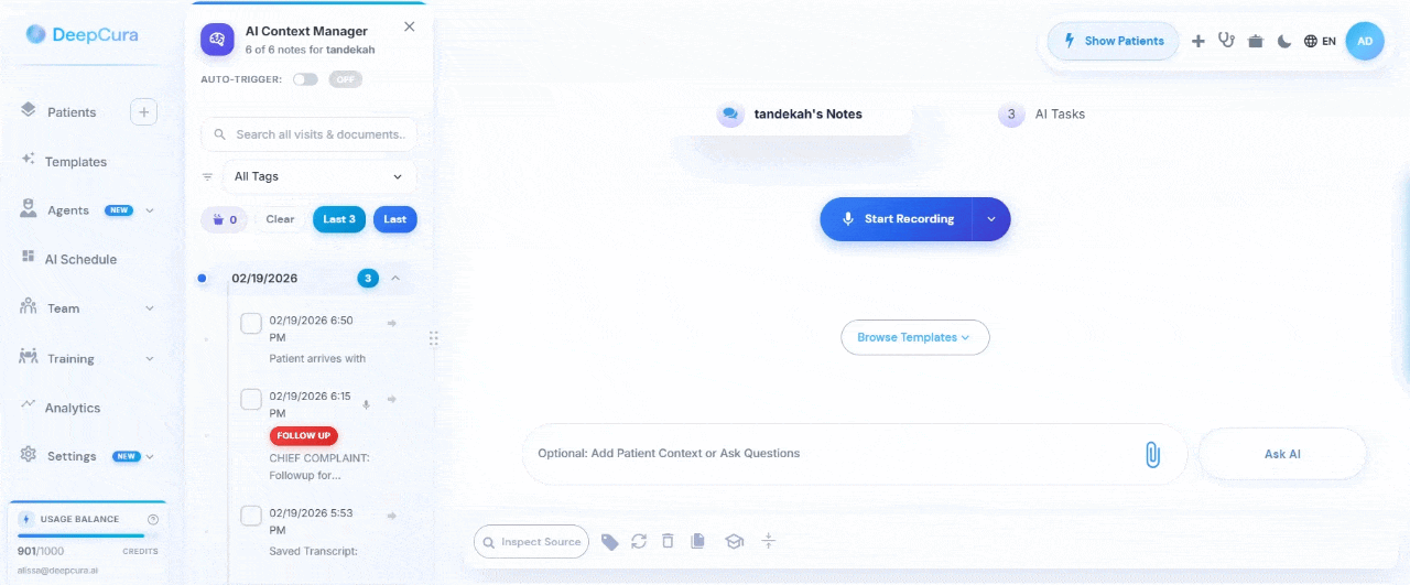 AI Context Manager with pre-charts