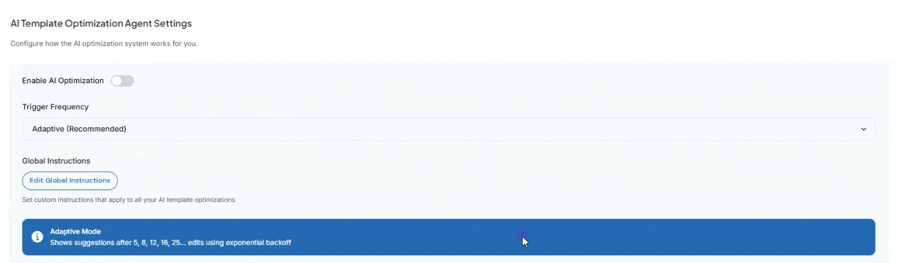 AI Template Optimization frequency settings