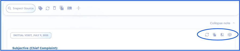 Cleaned-up note toolbar with unused icons removed
