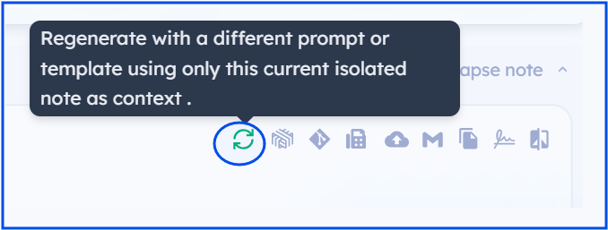 Icon next to the generated note