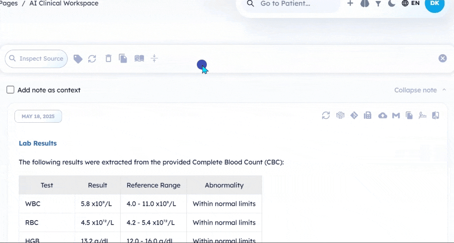 Template selection dropdown during note regeneration