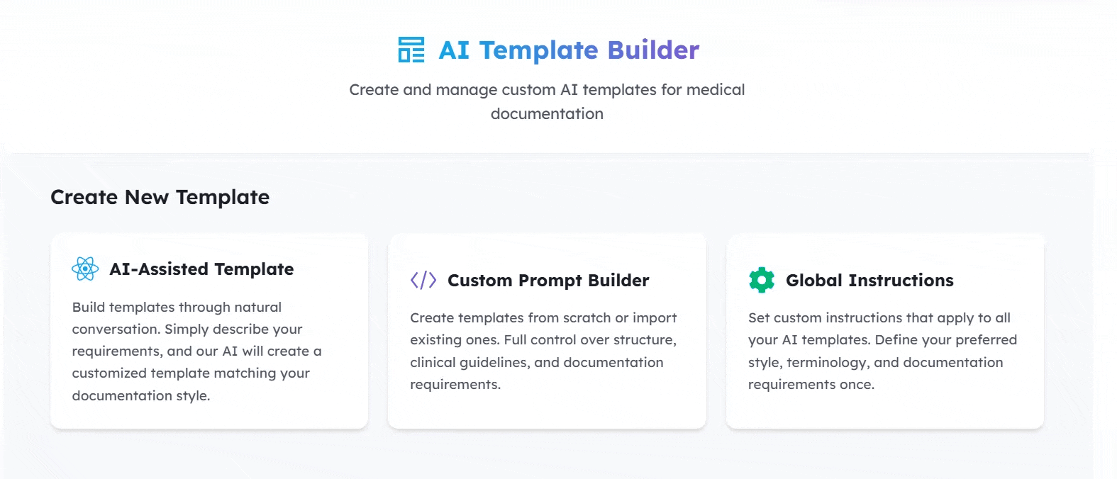 Custom prompt builder showing template pasted and being saved