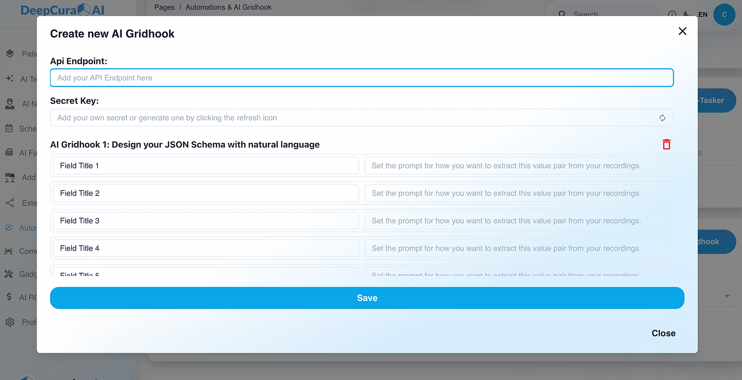 gridhook configuration interface